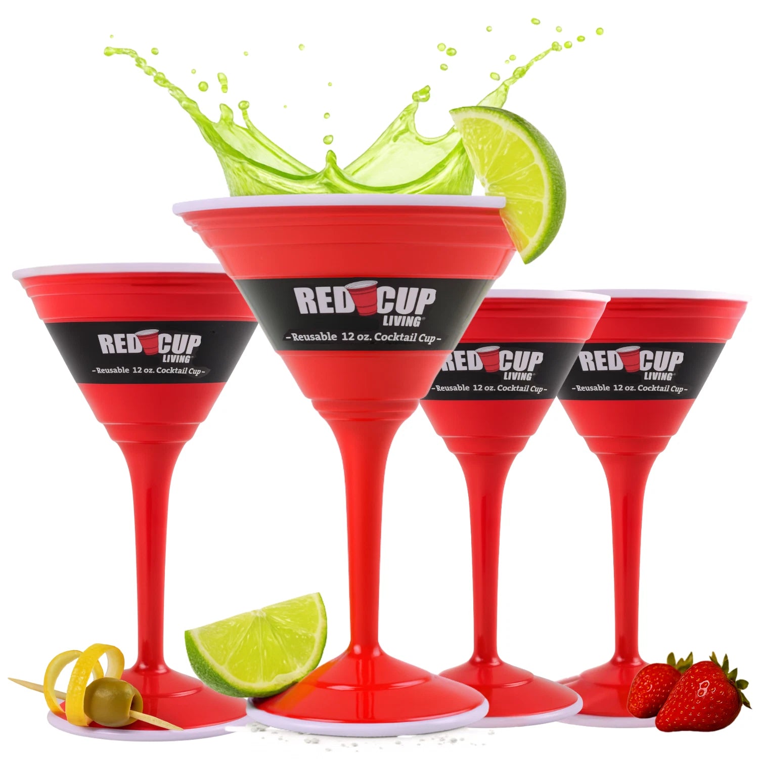 Reusable Red Plastic Cocktail Glasses with Stem, 12oz, Drinking Glasses | eBay