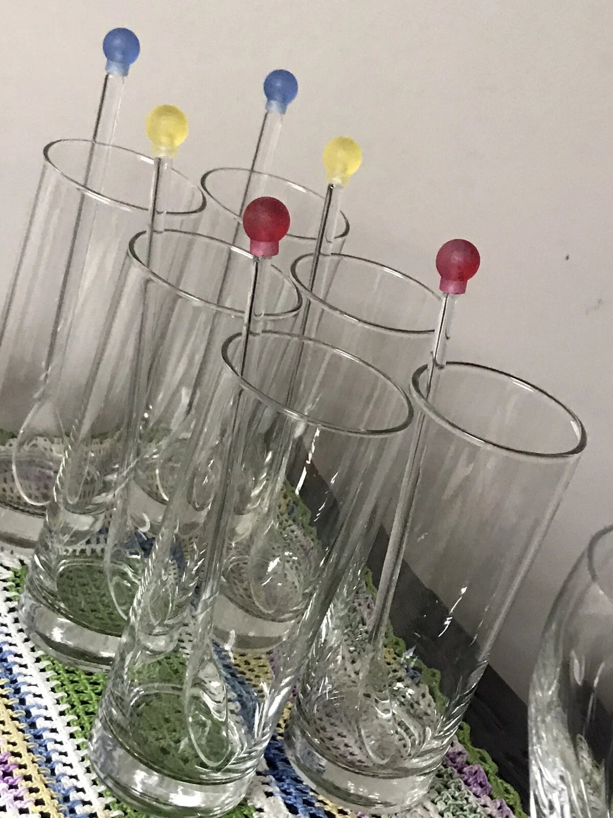 Set Of SIX (6) High Ball Drink Glasses 12 Oz 6.5”x2.5” With Spoons | eBay