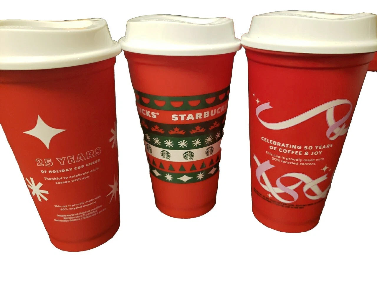 Lot of 3 Starbucks Red Holiday Reusable 16oz Cups 2020 / 2021 / 2022 | eBay