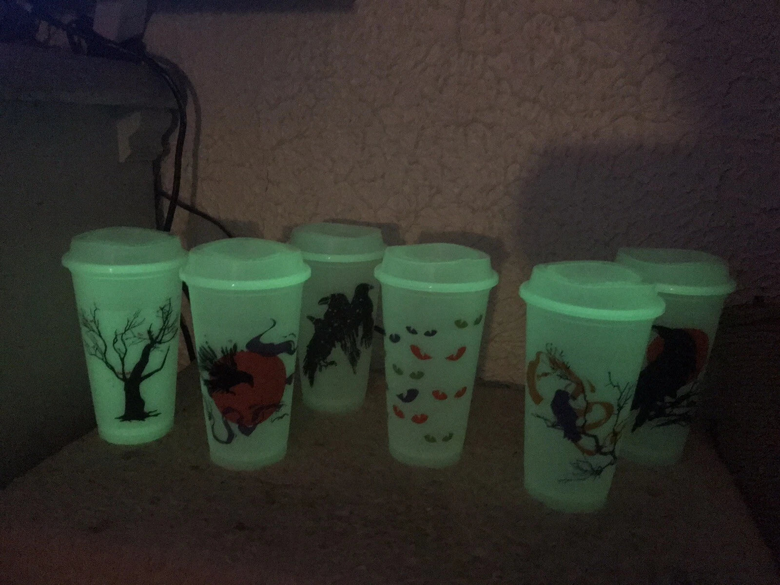 Starbucks Halloween 2022 Set Of 6 Reusable Glow In The Dark Hot Cups Limited | eBay