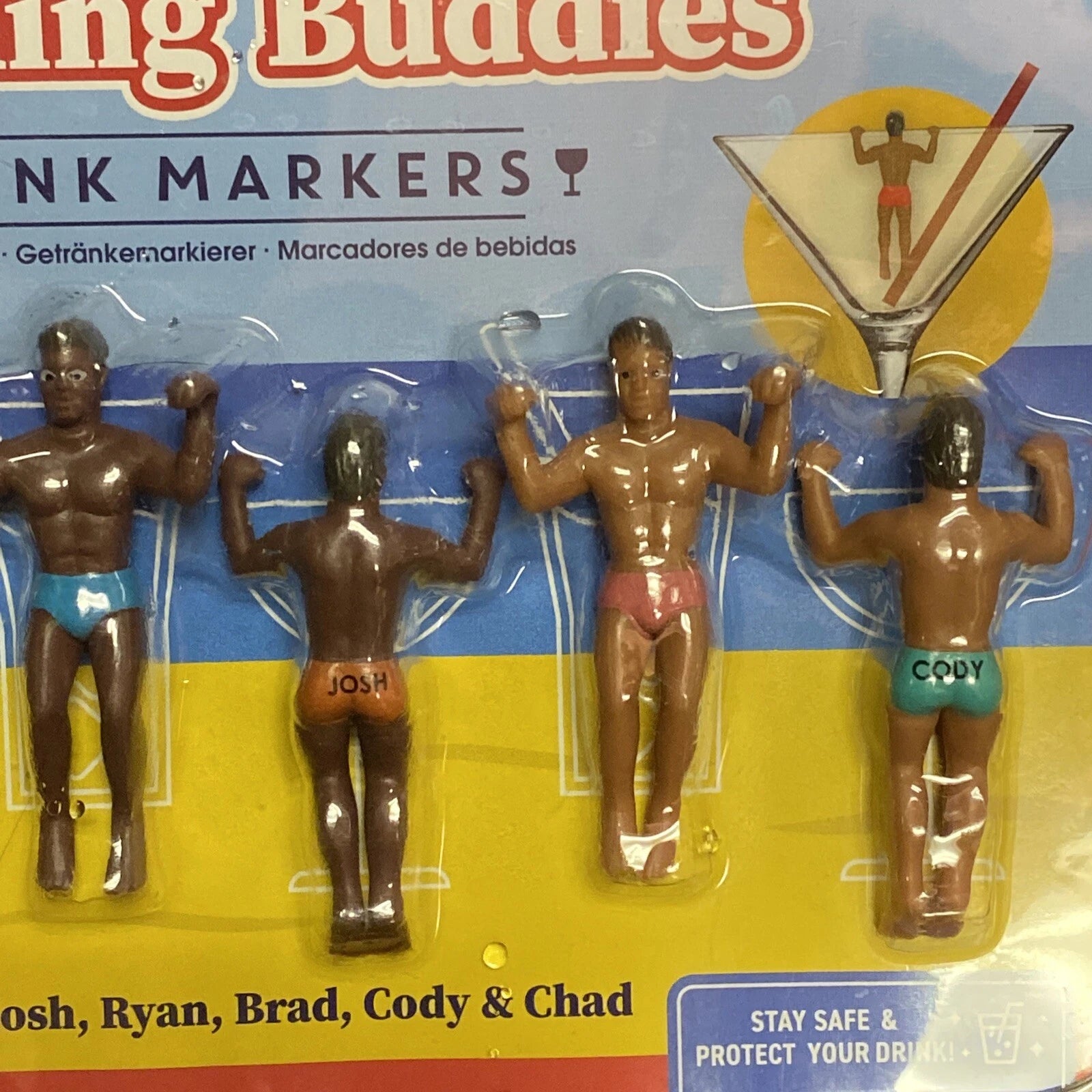 Drinking Buddies Drink Markers Hanging Men Set of 6 Cocktail Gag Gift | eBay