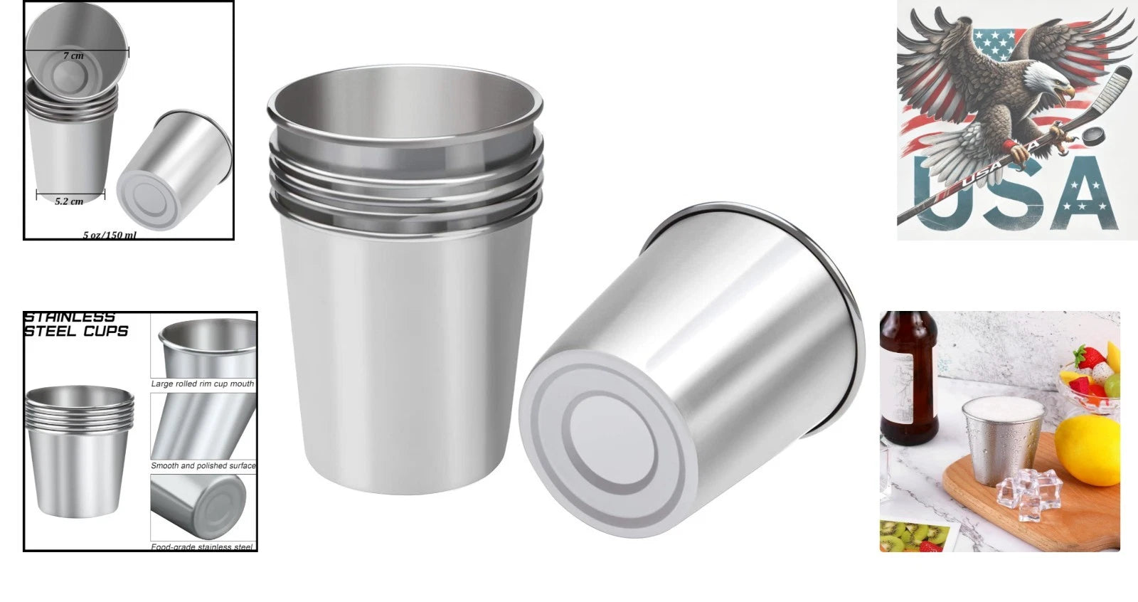 Stackable Stainless Steel 5 oz Cups for Kids - Durable & Reusable, 6 Pack | eBay