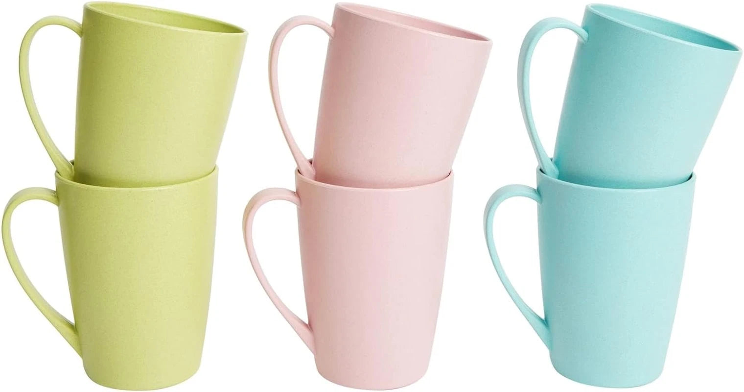 6-Pack 12Oz Wheat Straw Mugs, Dishwasher Safe Unbreakable Coffee Mug Set with Ha | eBay