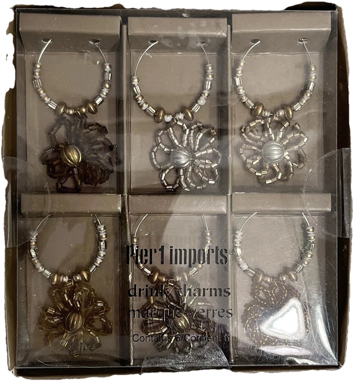 6 Boho Wine Glass Charms Pier 1 Beaded Flowers New in Pkg Set of 6 Bohemian Hip | eBay