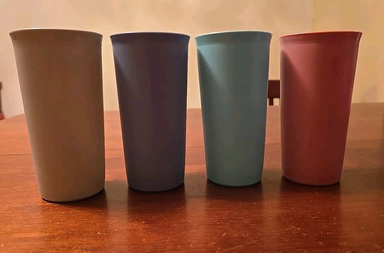 Set of 4 Vintage Tupperware Pastel Tumblers 116 5 6 7 33 Cups In Blue Pink Gray | eBay