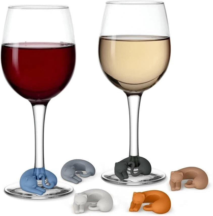 Colorful BPA-Free Cat Wine Charms - Perfect Gift for Cat Lovers - Set of 6 | eBay