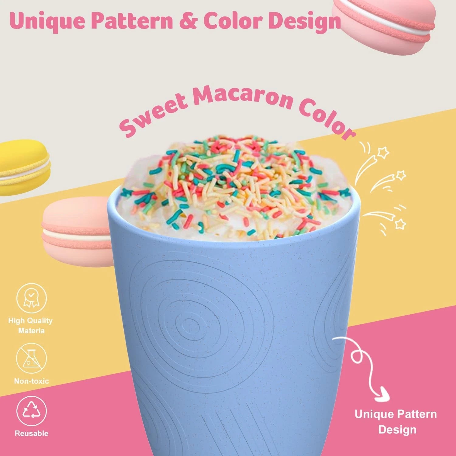 Homienly Wheat Straw Cups Reusable Drinking Glasses- Set of 6 Alternative to Pla | eBay