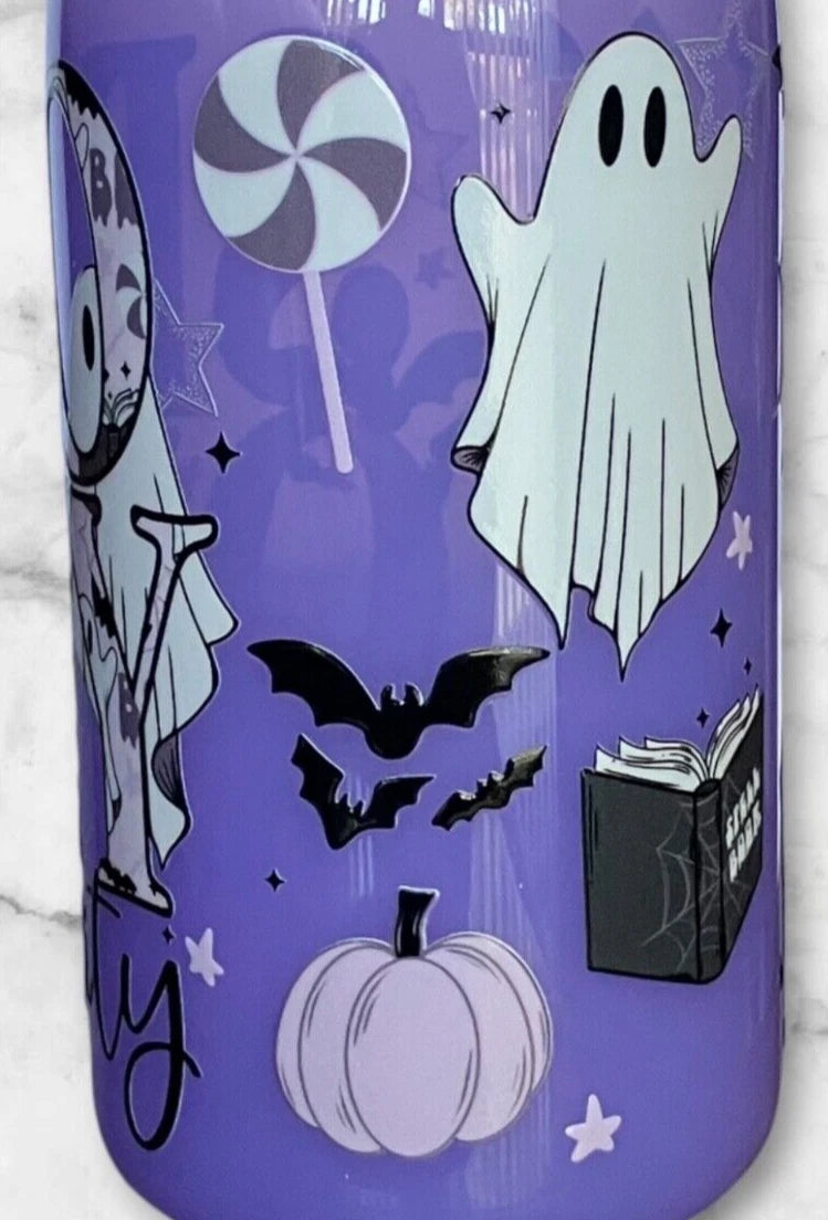 Purple Spooky Halloween 16oz Opaque Jelly Acrylic Can Tumbler w/ Plastic Lid | eBay