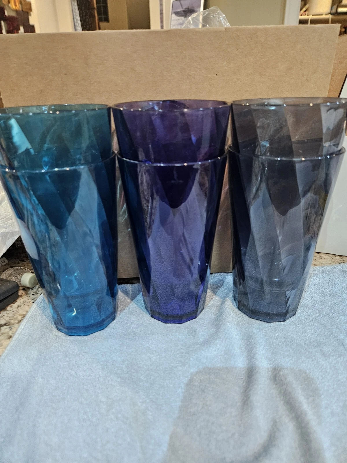 Optix Plastic Reusable Drinking Glasses set Of 6 20oz Water Cups In Coastal Co | eBay