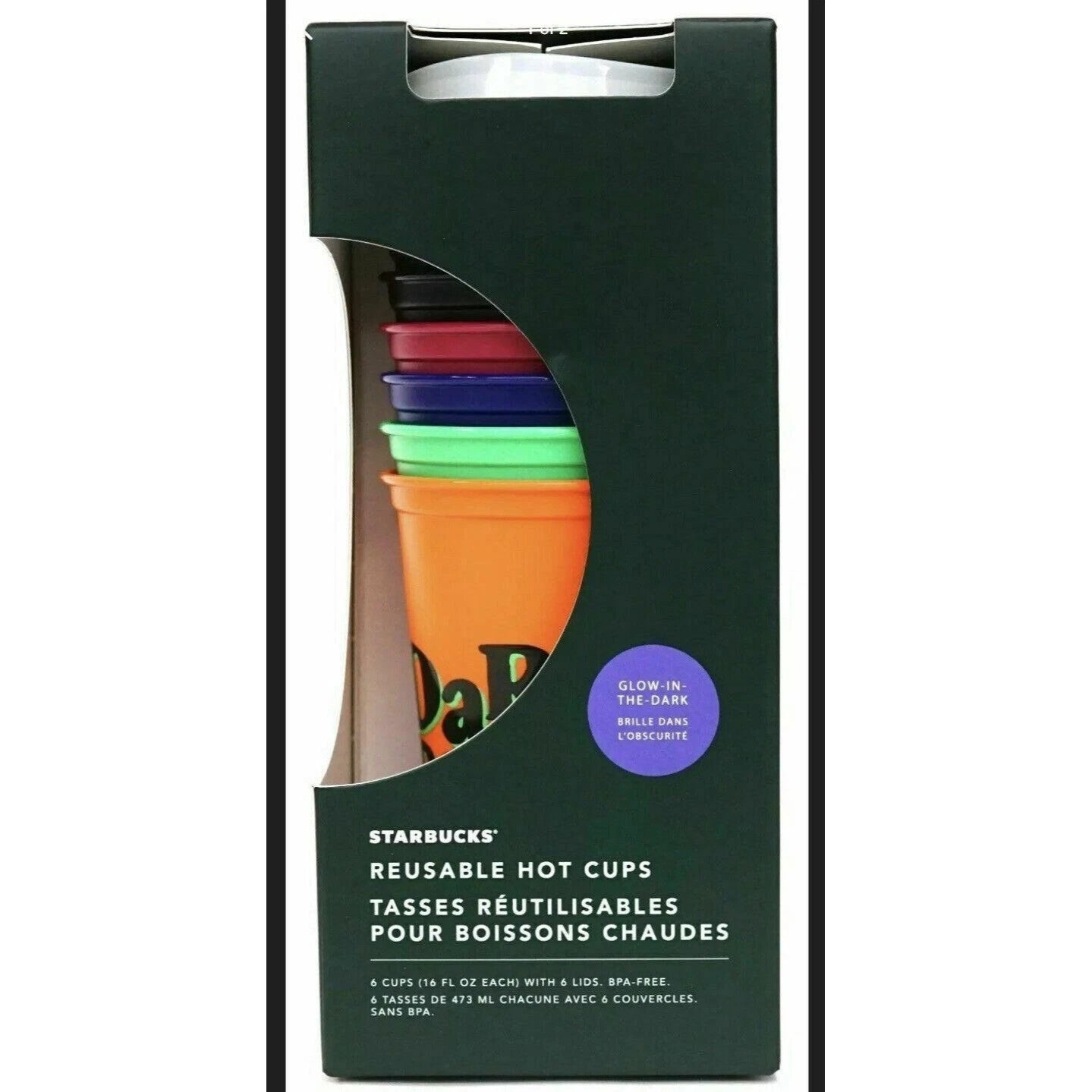 Starbucks 2020 Halloween Glow In The Dark 16oz Reusable Hot Cup & Lid Set 6 Cups | eBay