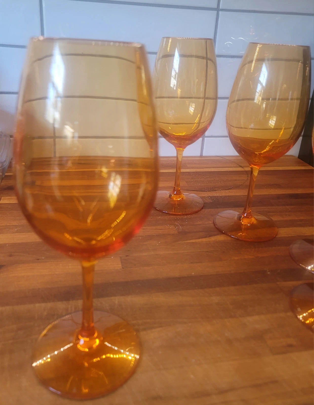 6 Large Plastic Acrylic Wine Glasses Indoor/Outdoor Stemmed Orange | eBay