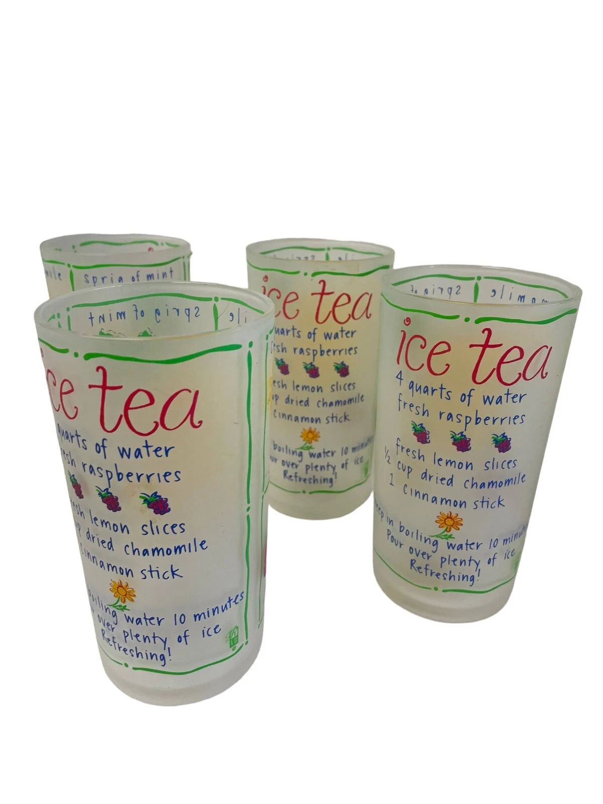 Precision Craft Frosted Beverage Tumblers 4 1/3" Iced Tea Recipe Lot 4 Canada 6 | eBay