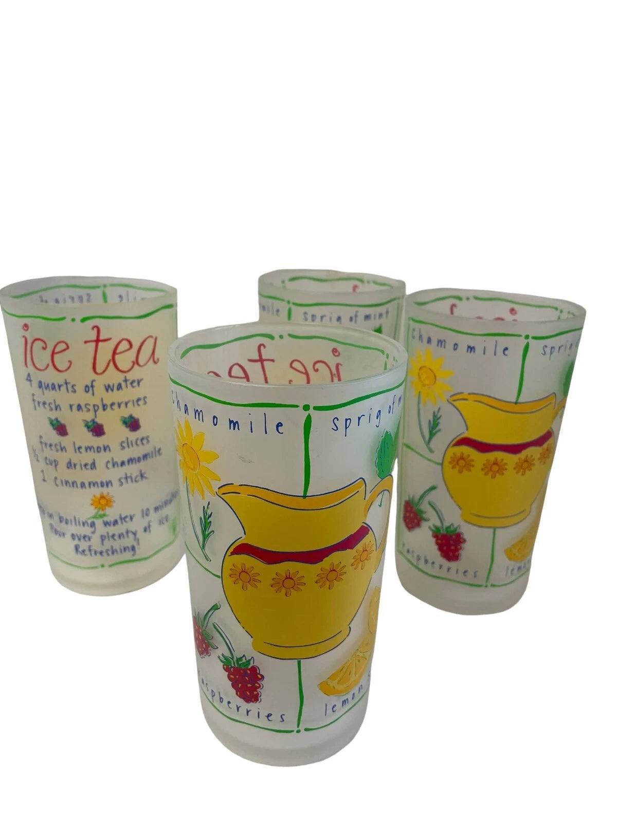 Precision Craft Frosted Beverage Tumblers 4 1/3" Iced Tea Recipe Lot 4 Canada 6 | eBay
