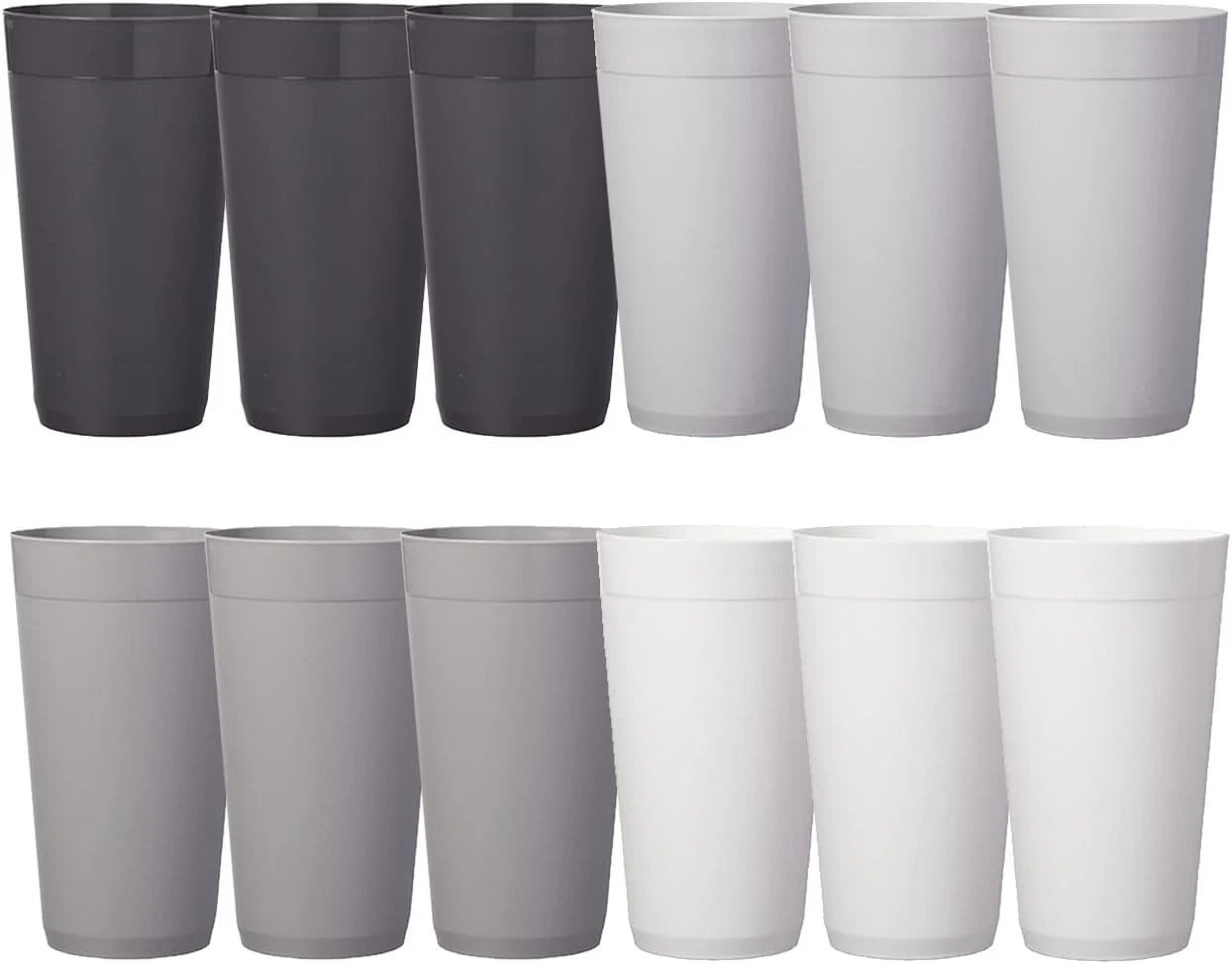 Shatterproof and Dishwasher Safe 20oz Tumblers - Set of 12 Grey Stone Cups | eBay