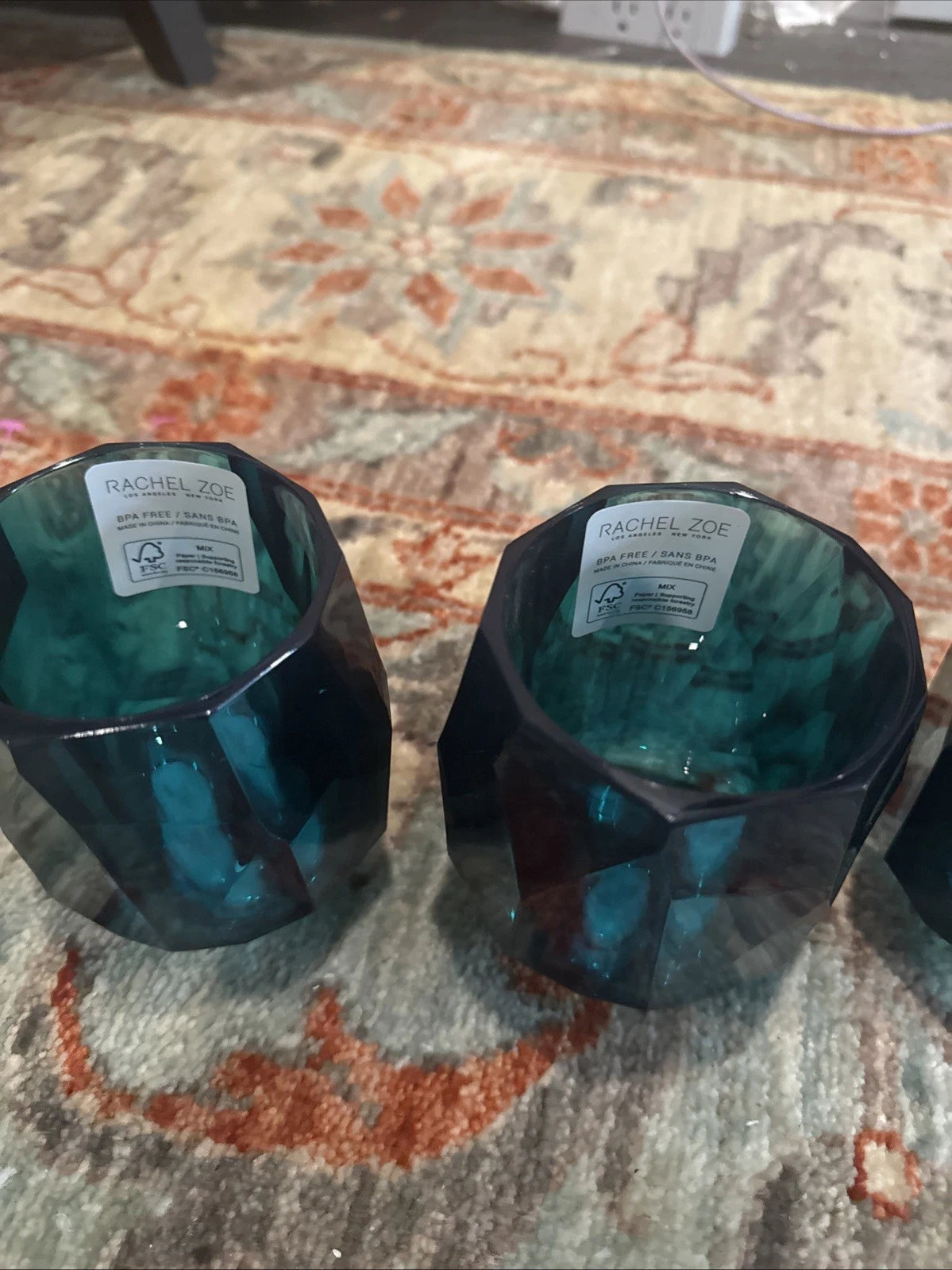 New RACHEL ZOE x4 Green Blue Acrylic Crystal Tumbler Drink Glasses 6oz | eBay