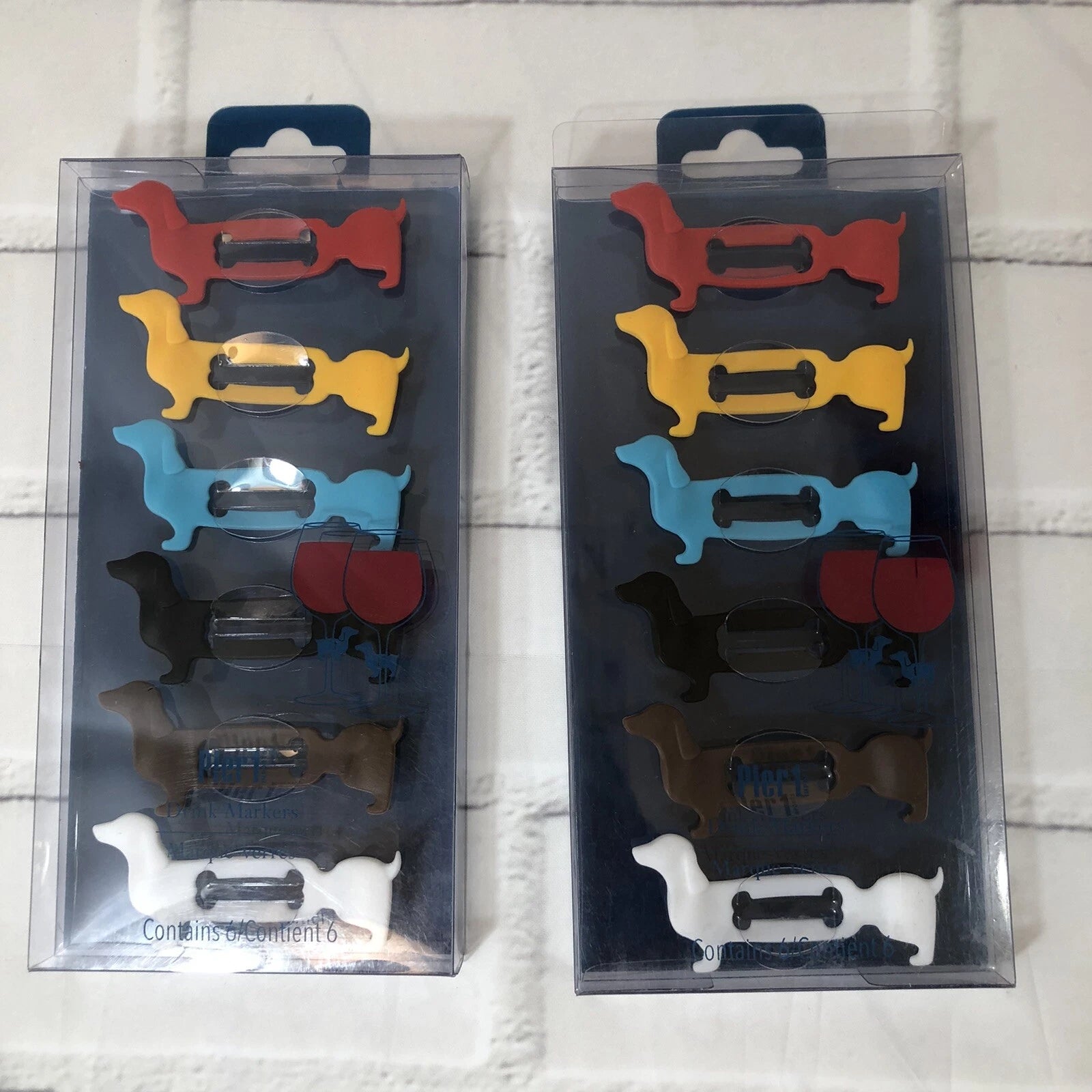 Pier 1 Drink Markers 2 Sets Of Dachshund Weiner Dog Glass Charms | eBay