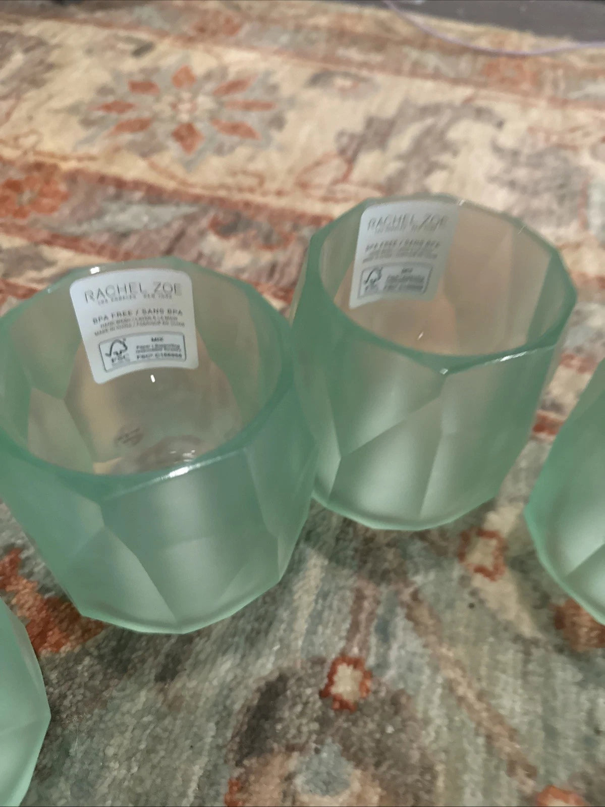 New RACHEL ZOE x6 Frosted Clear Acrylic Drink Glasses Lime Light Green | eBay