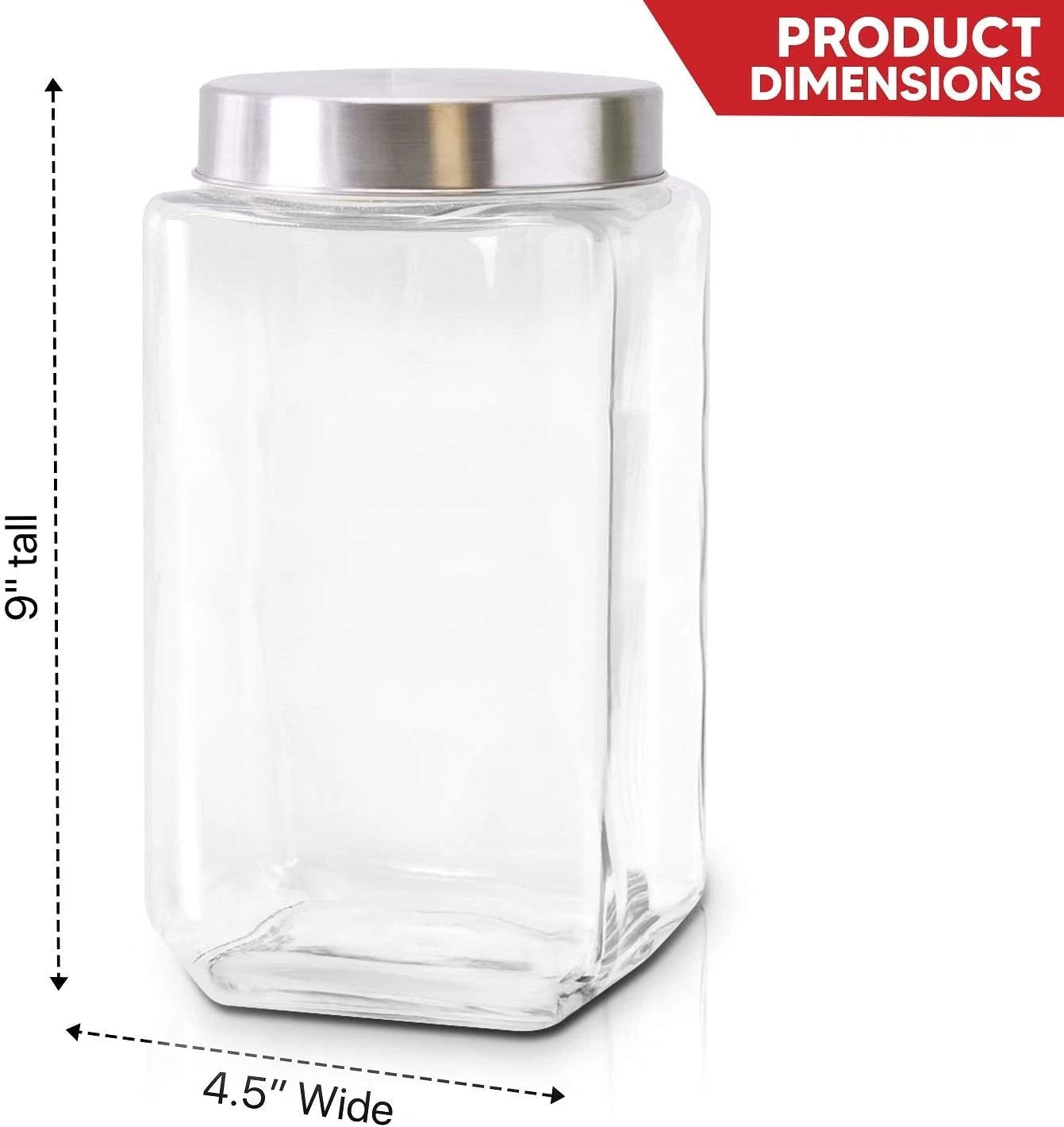 Glass Canisters for Kitchen – Set of 3 Large Food Storage 70oz, Square | eBay