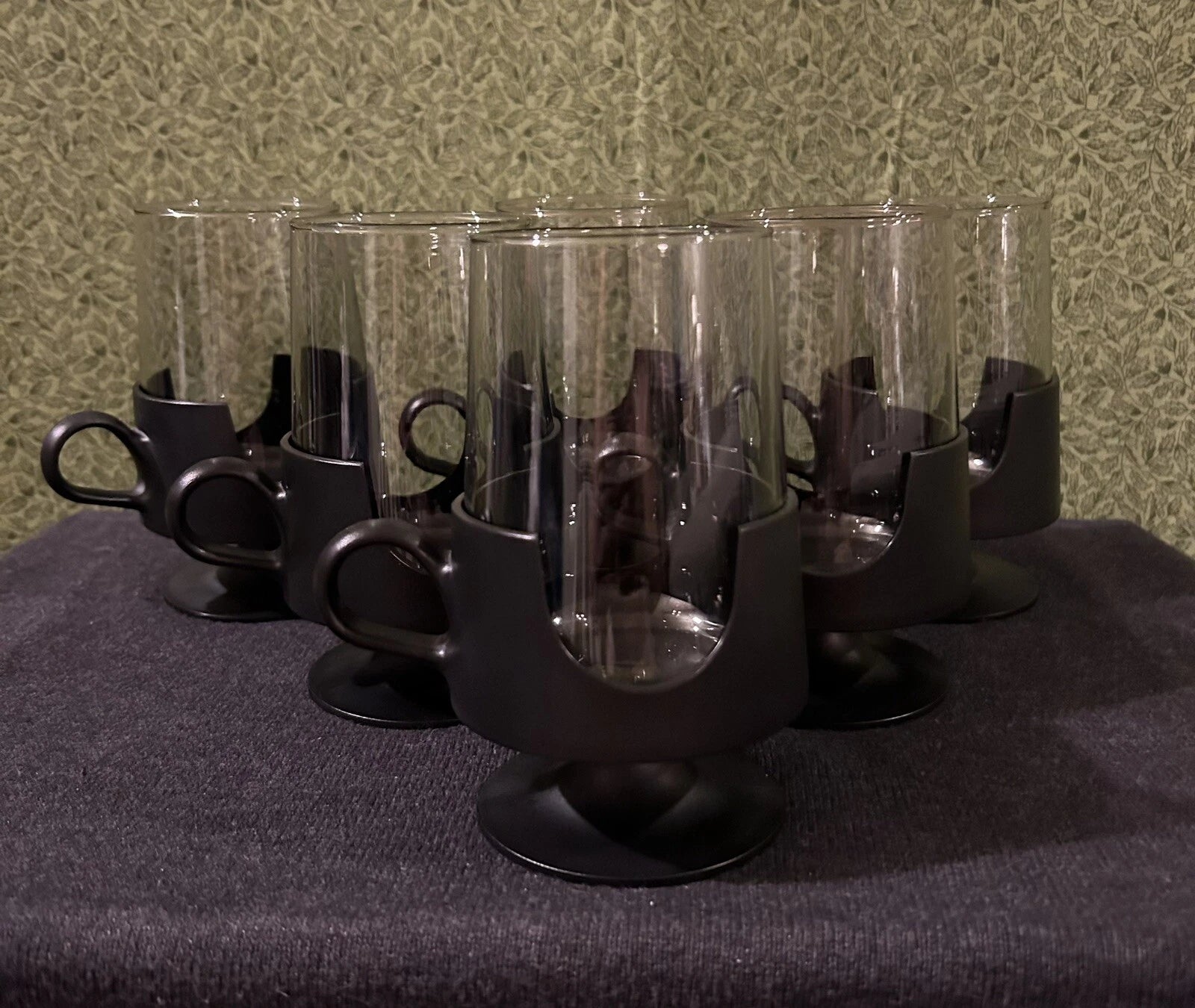 Glass Glas Snap By Corning 12oz Glasses With Black Snap-On Bases Set of 6 | eBay