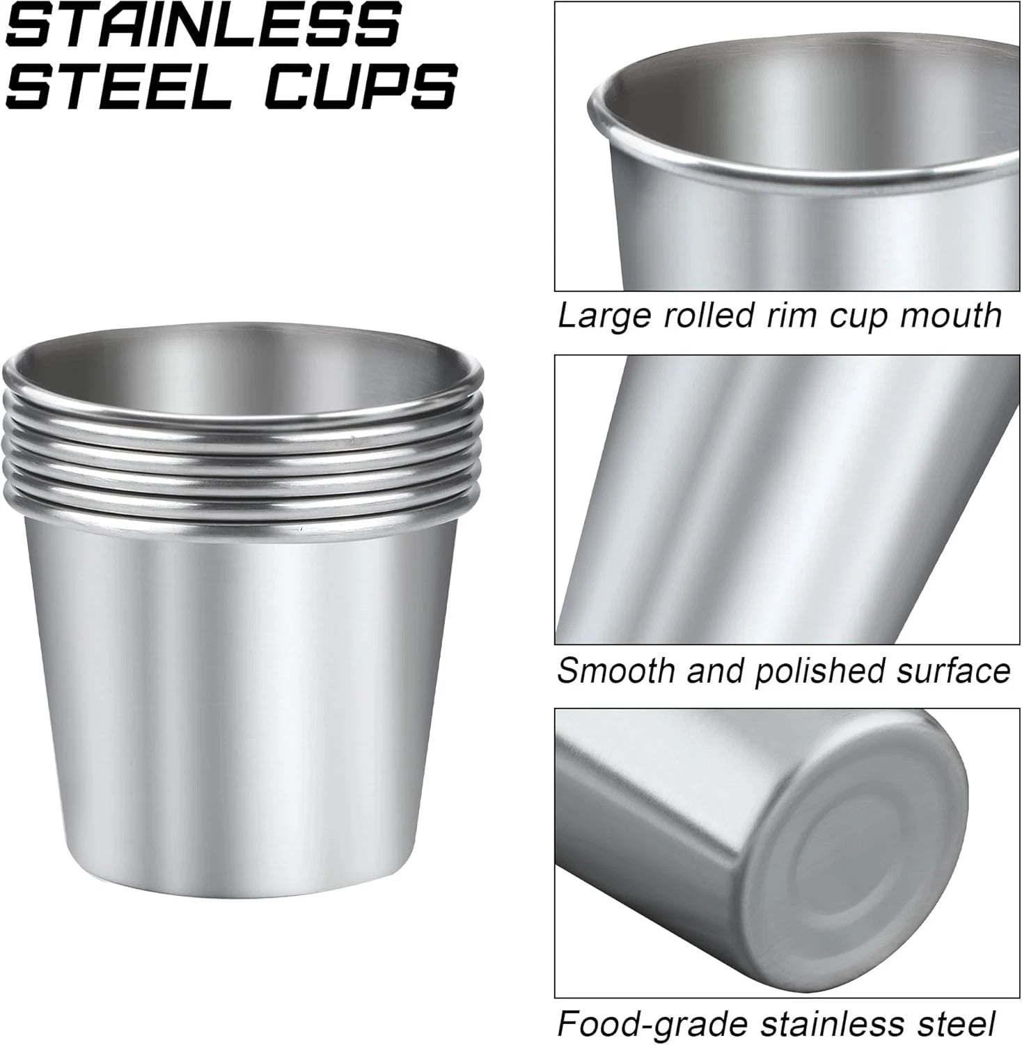 Stackable Stainless Steel 5 oz Cups for Kids - Durable & Reusable, 6 Pack | eBay