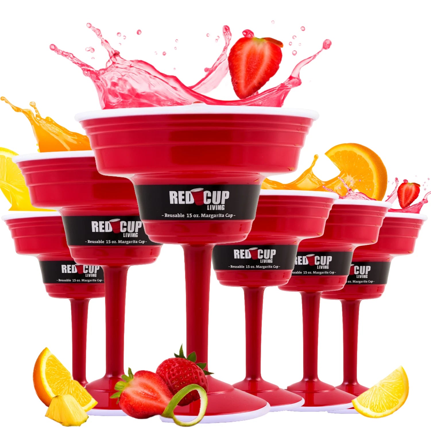 Reusable Red Plastic Margarita Glass with Stem, 15oz, Sturdy Drinking Glasses | eBay