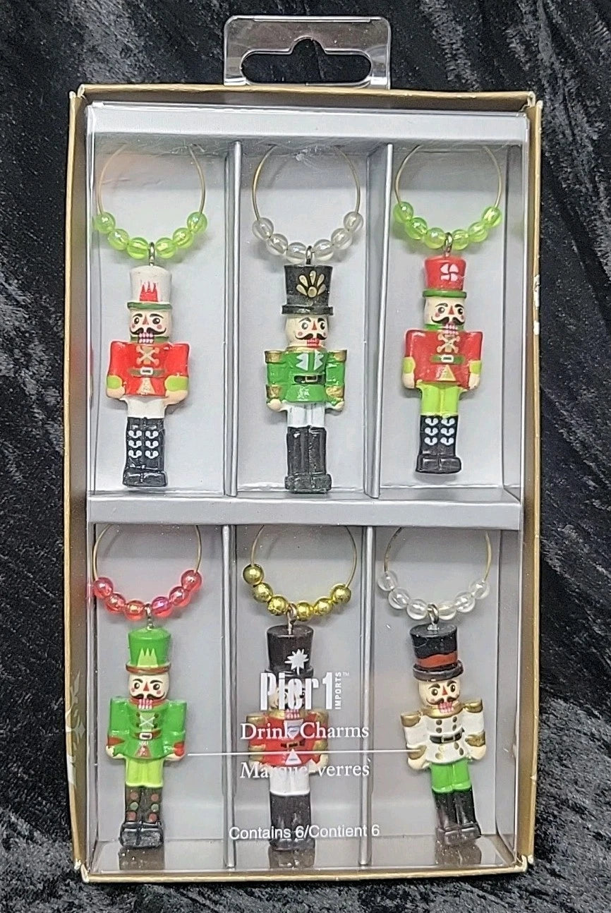 Pier 1 Imports Wine Glass Drink Charms Holiday Nutcracker Theme Set of 6 New | eBay