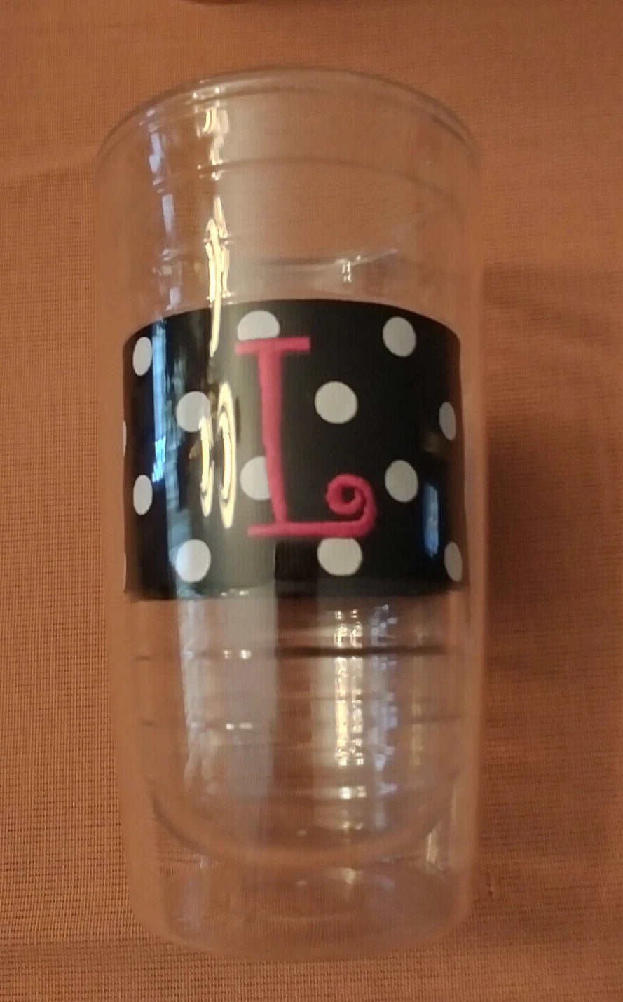 4 DOUBLE WALL INSULATED 6" BLACK GROSGRAIN RIBBON MONOGRAMMED "L" TUMBLERS EUC | eBay