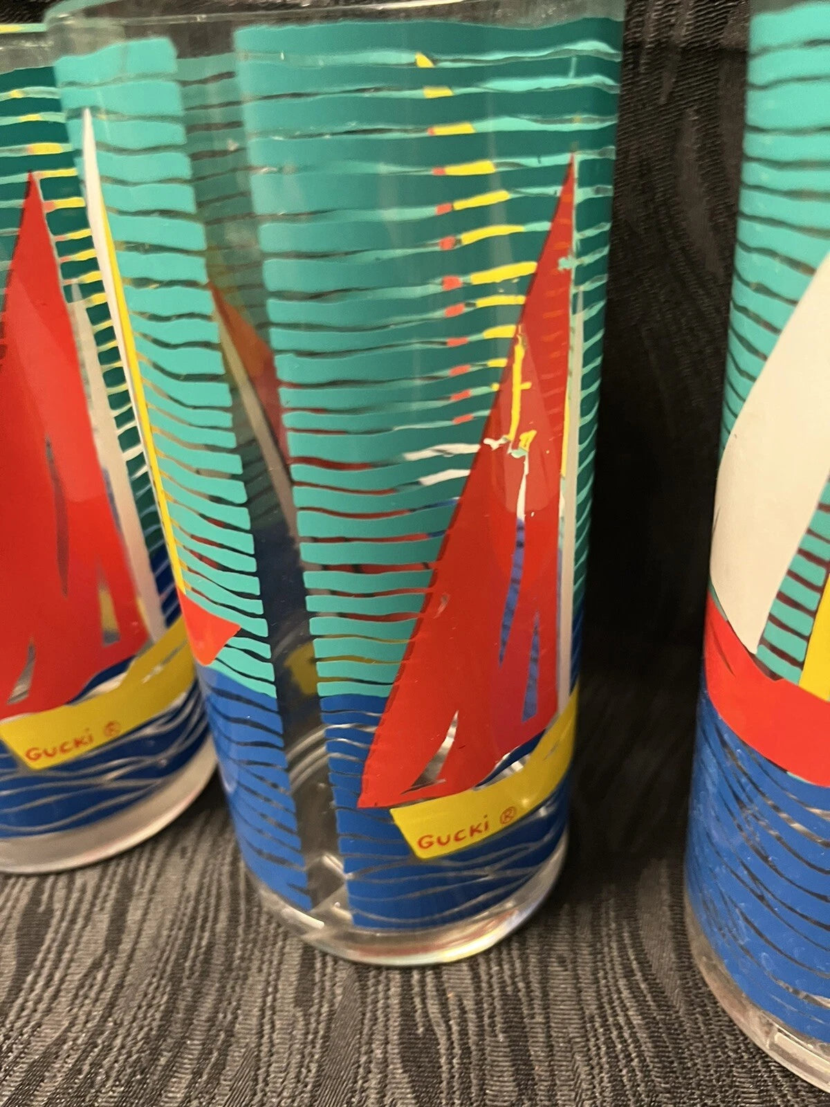 Vtg Set of ( 4 ) 16oz Gucki Stotter Acrylic Tumbler Glasses Sailboats 80s Ocean | eBay