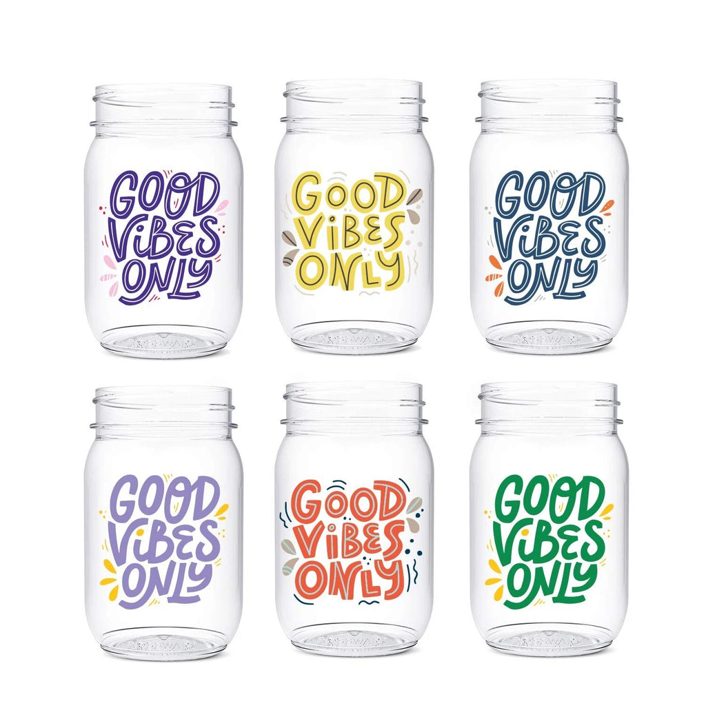 TOSSWARE POP 16oz Mason Good Vibes Only Series, SET OF 6, Recyclable, Premium... | eBay