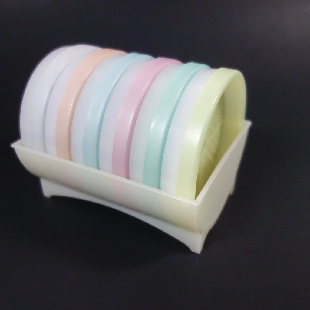 Tupperware Wagon Wheel Coasters 567 Caddy Rack Holder Foam Set of 6 Vintage | eBay