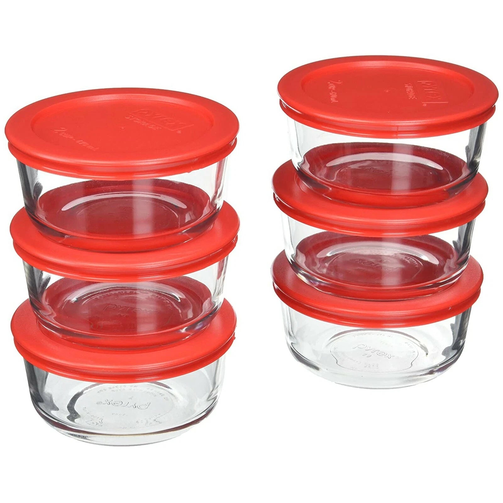 Pyrex Simply Store 7200 Glass Storage Bowl w/ 7200-PC Red Lid Cover (6-Pack) | eBay