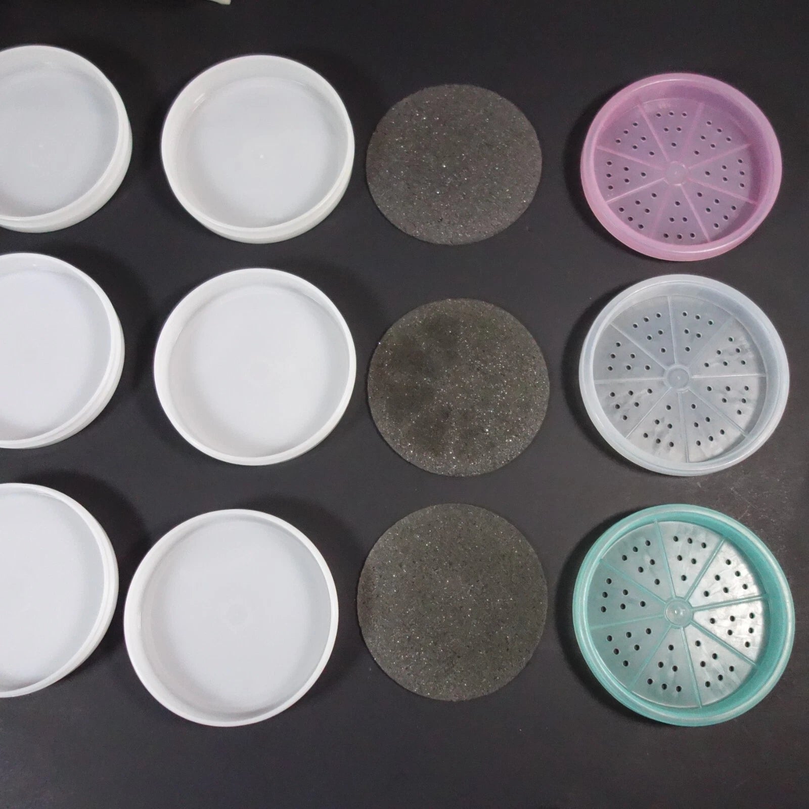 Tupperware Wagon Wheel Coasters 567 Caddy Rack Holder Foam Set of 6 Vintage | eBay