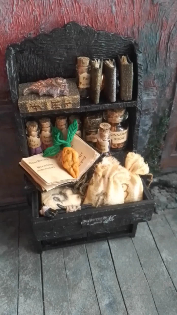 Witch dollhouse miniatures Miniature book Fairy potion jars Halloween decoration | eBay