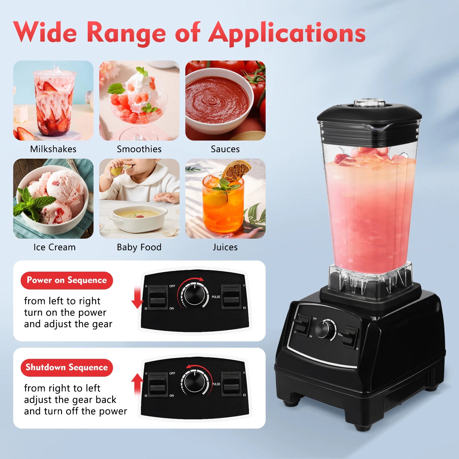 Professional 2200W 3HP 2L Blender Heavy Duty Commercial Blender Mixer Juicer | eBay