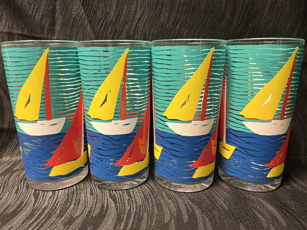 Vtg Set of ( 4 ) 16oz Gucki Stotter Acrylic Tumbler Glasses Sailboats 80s Ocean | eBay