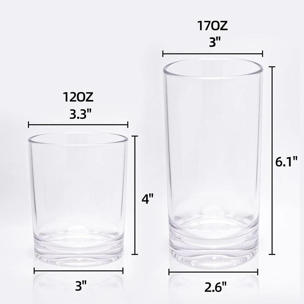 Set of 12 Reusable Shatterproof Drinking Glasses - BPA Free Acrylic Tumblers | eBay