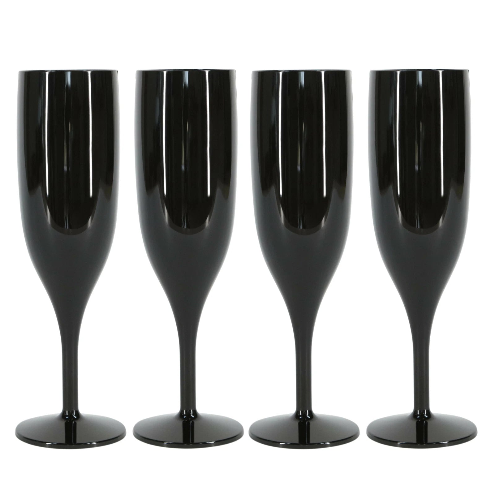 6 x Black Champagne Flutes Reusable 175ml Prosecco Glasses Plastic Washable | eBay
