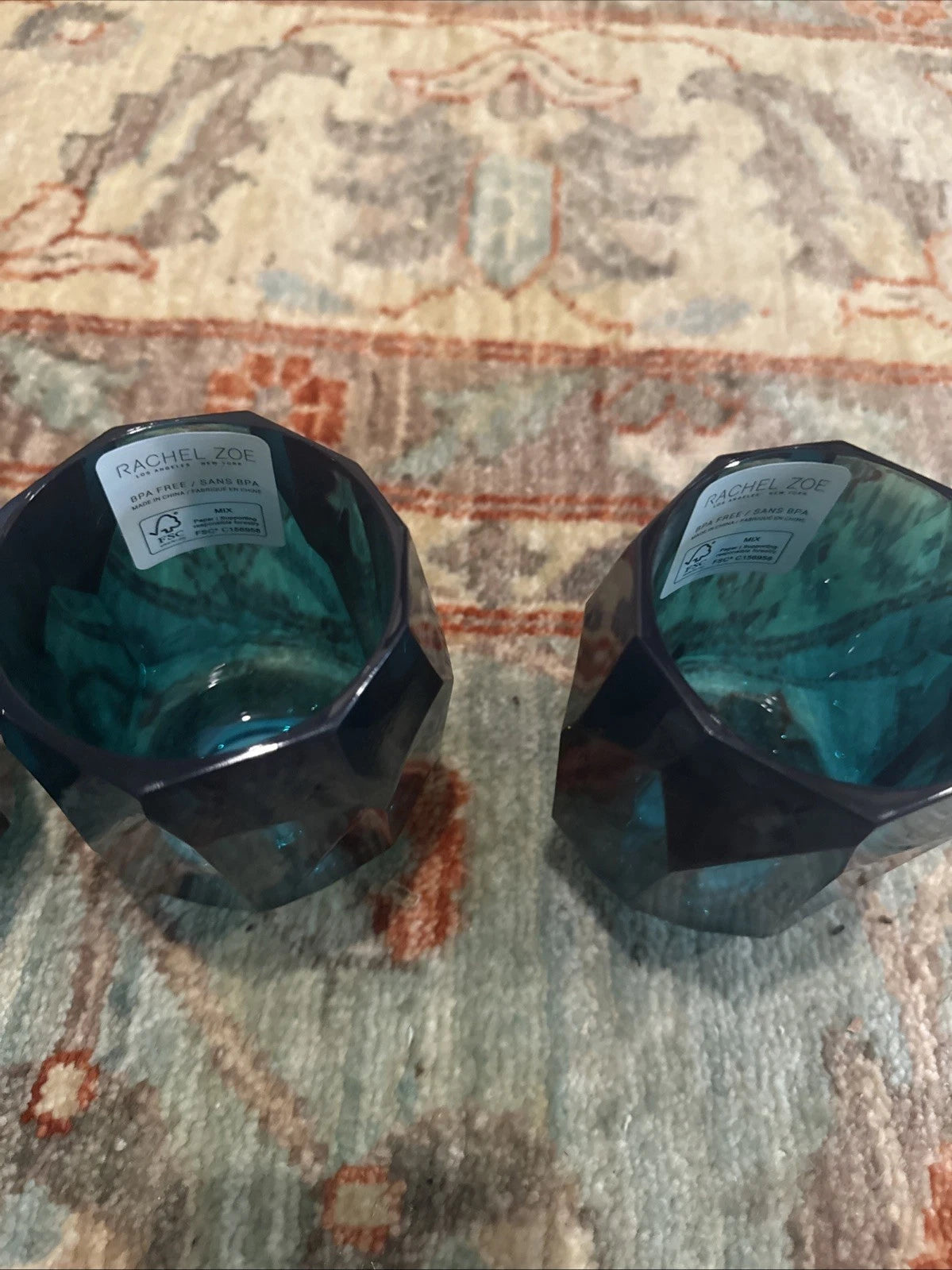 New RACHEL ZOE x4 Green Blue Acrylic Crystal Tumbler Drink Glasses 6oz | eBay