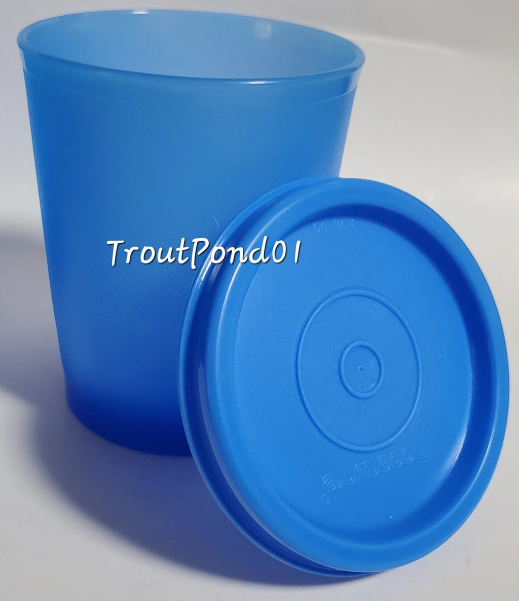 Tupperware Tumblers Small 6 oz Cups Vtg Style Textured Weighted Bottom Lids Blue | eBay