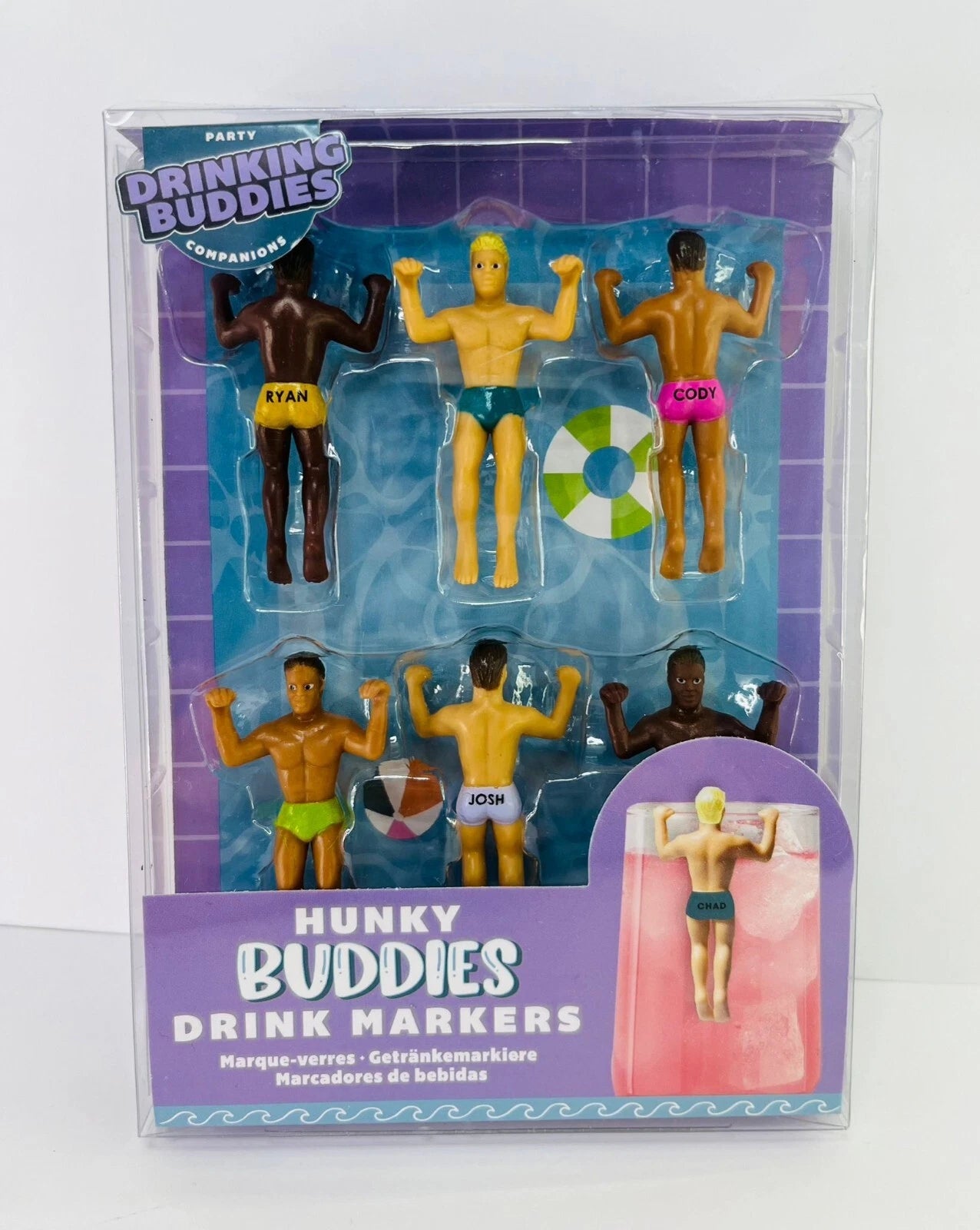 Drinking Buddies Hunky Drink Markers Set Of 6 The Dream Team Is Here | eBay