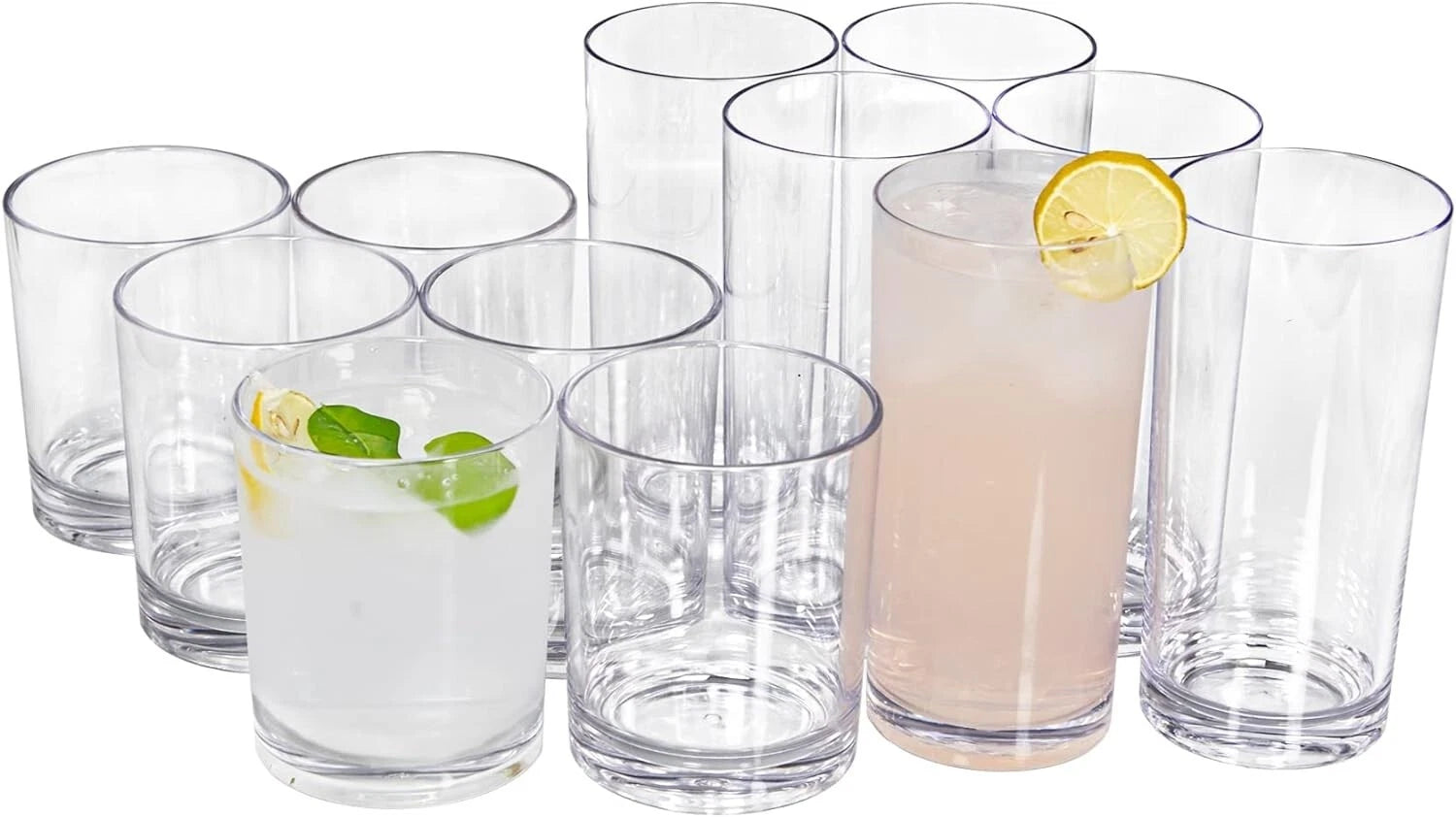 Set of 12 Reusable Shatterproof Drinking Glasses - BPA Free Acrylic Tumblers | eBay