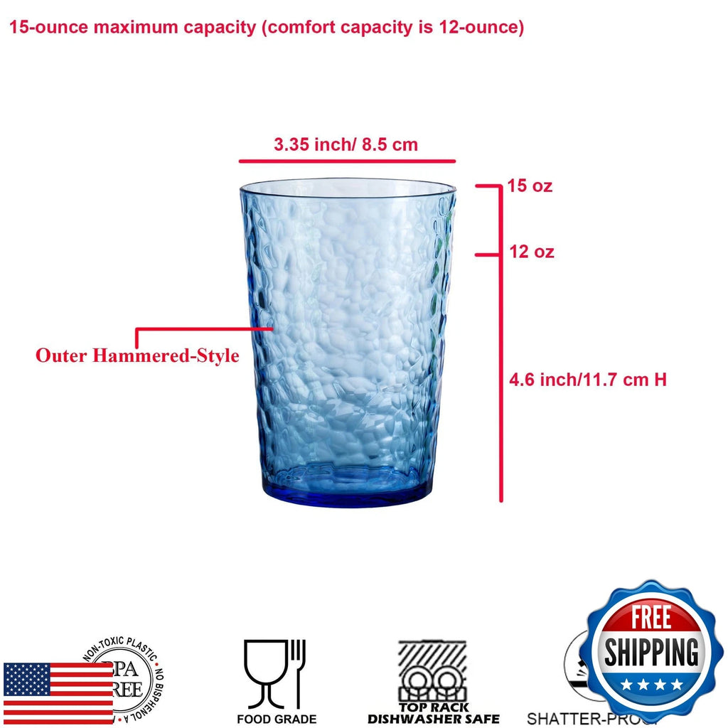 KOXIN-KARLU Hammered 15-ounce Plastic Tumbler Acrylic Glasses, set of 6 Multi | eBay