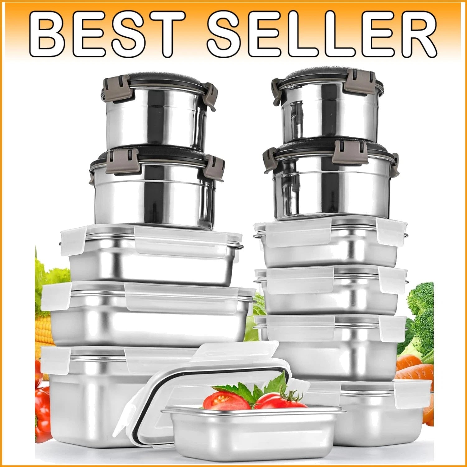 Stackable Airtight 12PC Food Storage Containers with BPA-Free Lids - Family Size | eBay