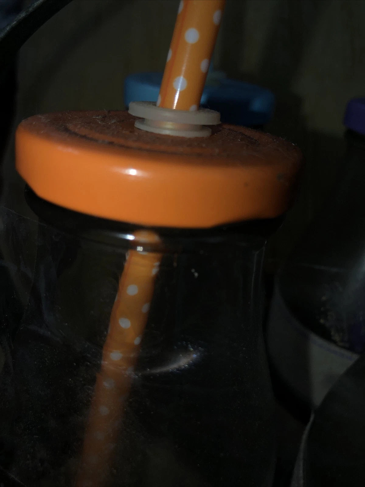 Galvanized Caddy With 6 20 oz. Glass Bottles Screw On Colored Lids With Straws | eBay