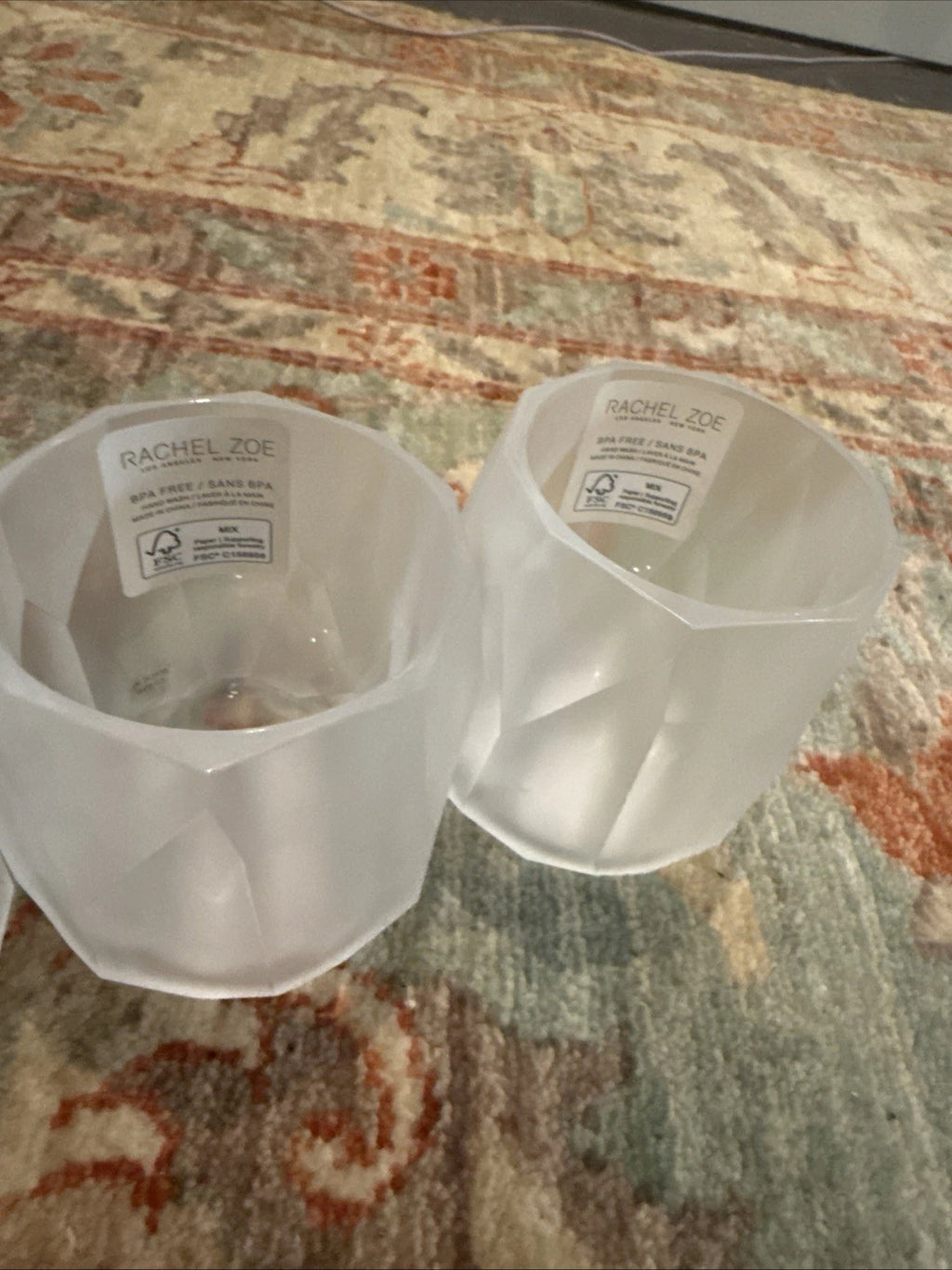 🤍New RACHEL ZOE x4 Frosted Clear Acrylic Faceted Tumbler Drink Glasses4” Tall | eBay