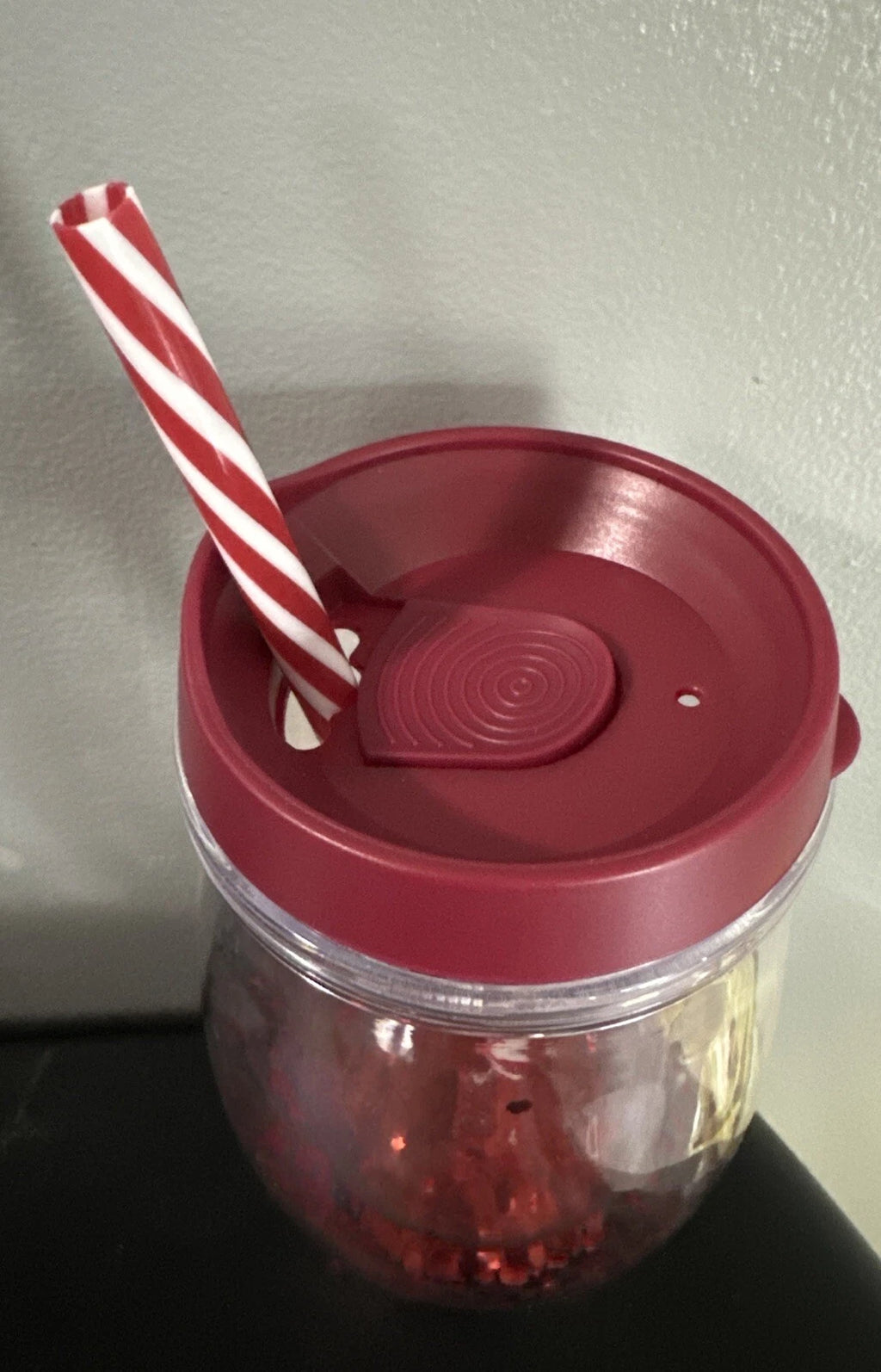 Set Of 6 Red Maroon Plastic Confetti Wine Tumbler w Straw Birthday Bachelorette | eBay