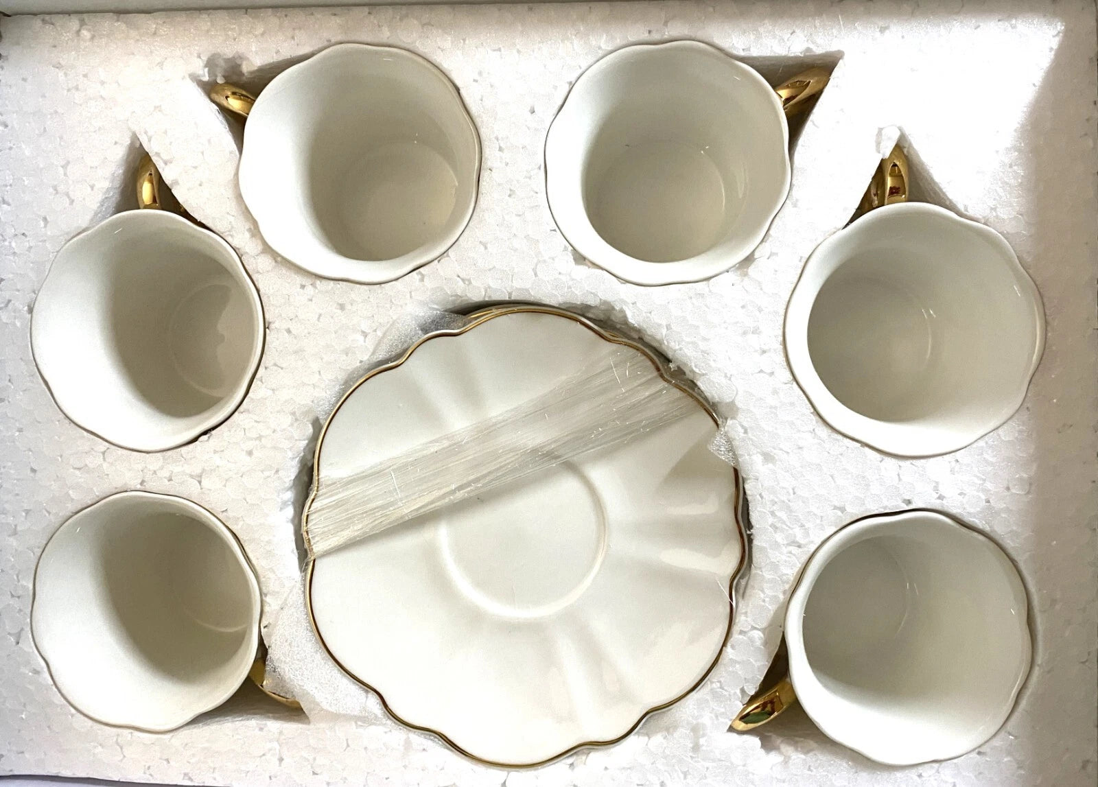 Btat Espresso Cups and Saucers 2.4 Oz Set Of 6 Gold Trim Demitasse | eBay