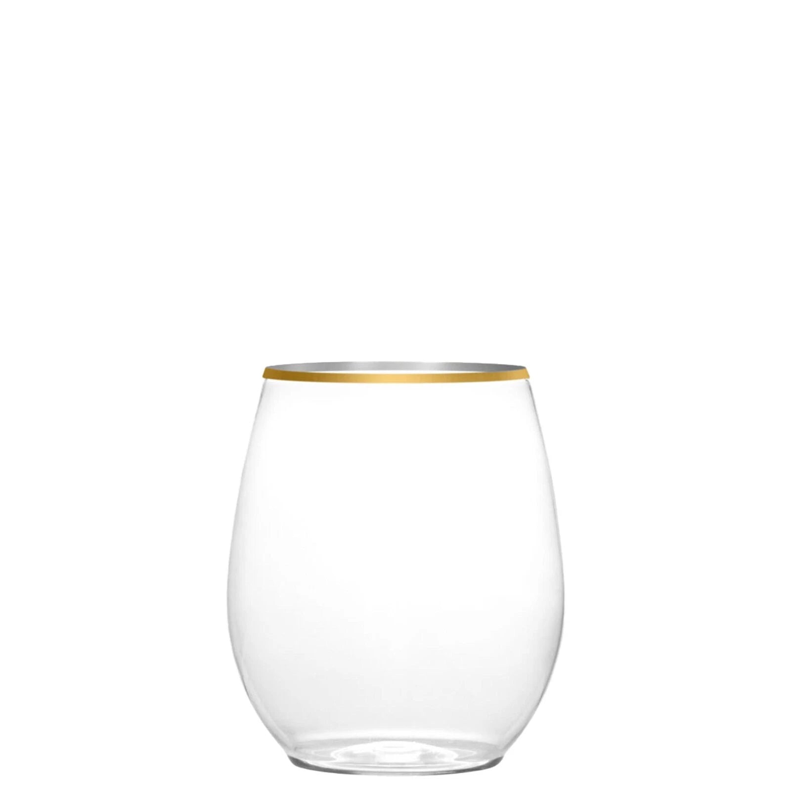 [12pcs] 12oz Fancy Plastic Clear Wine Goblets Stemless Unbreakable with Gold Rim | eBay