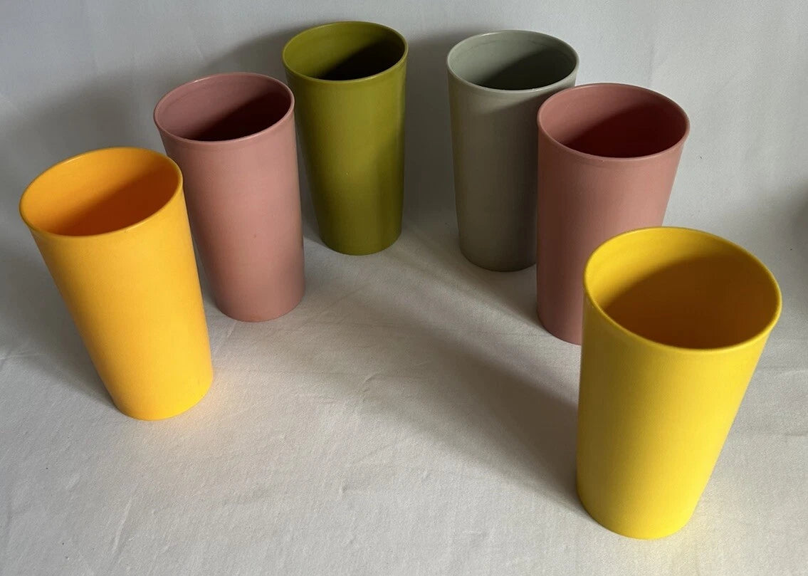 Vintage Tupperware #873 Multi Color Drink Cups 12 Ounce Tumblers 5.5” H Lot Of 6 | eBay