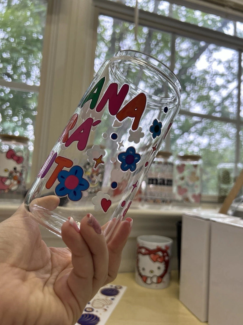 Mañana Sera Bonito 16oz Glass Can, Tumbler, Karol G, Bamboo lid and straw | eBay